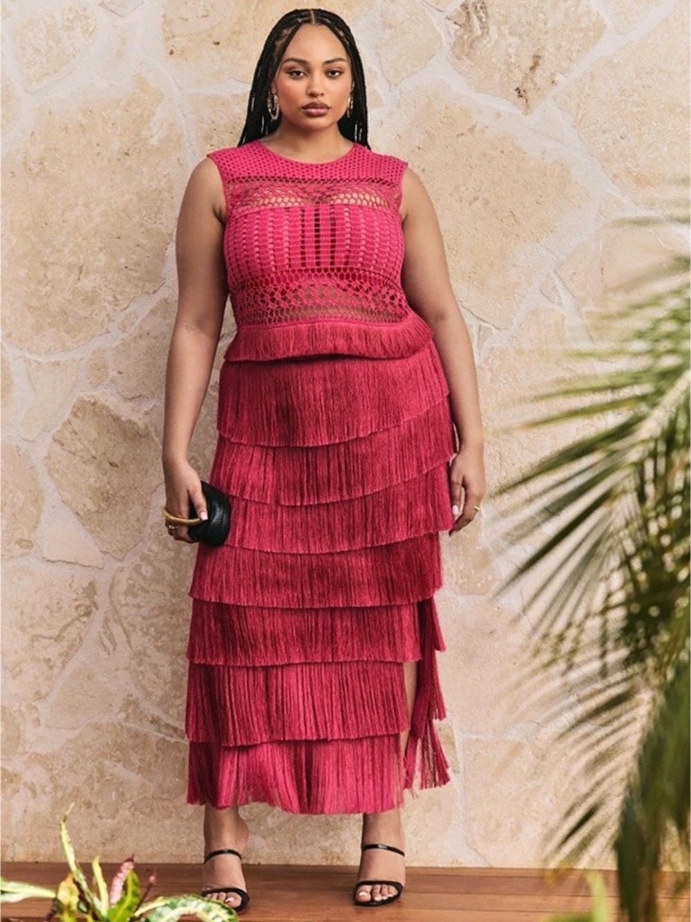Pink Tiered Maxi Dress Like New